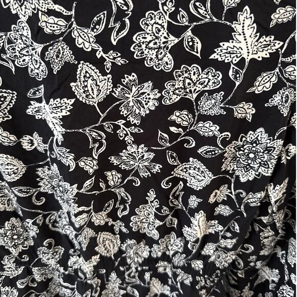 Womens Floral Puff Long Sleeve Waisted Mini Length Dress XS Swing Round Neck - Picture 10 of 10